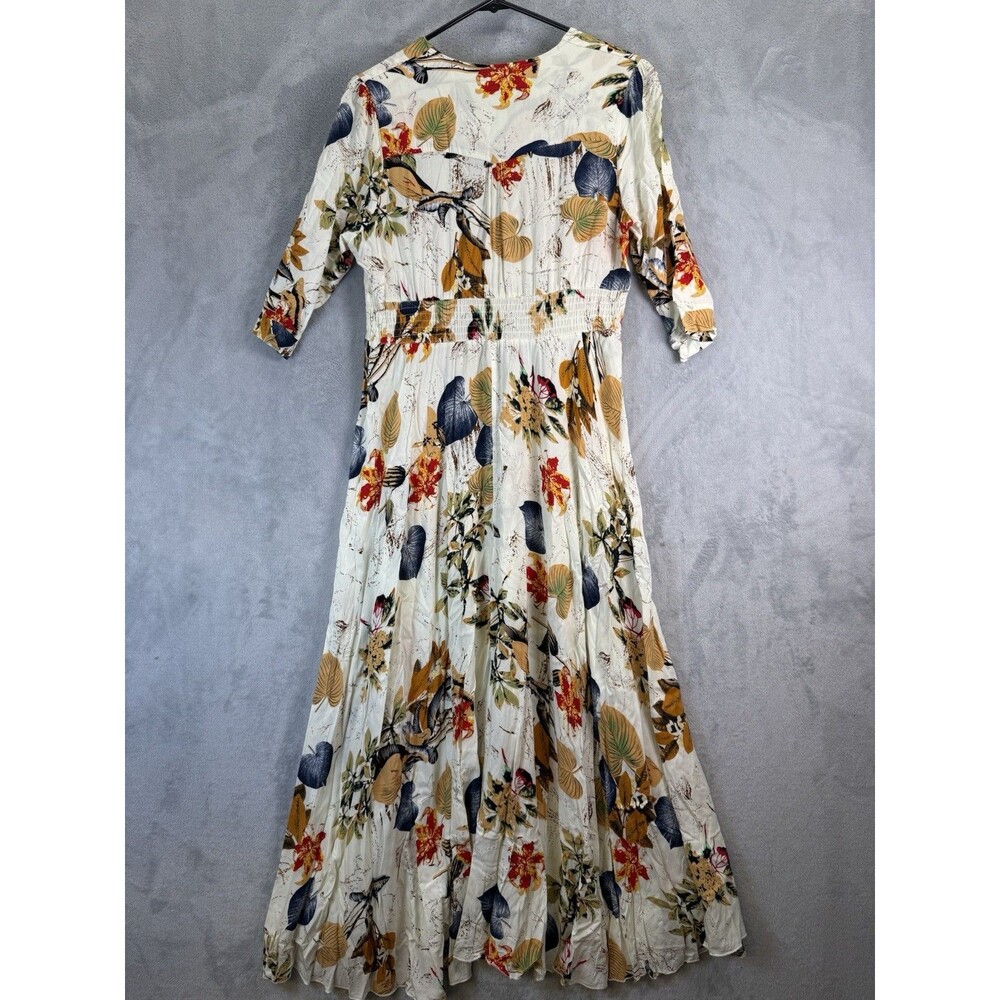 Spring Floral Maxi Dress Size XL Half Sleeve V-Neck Dainty Lightweight - Picture 5 of 6